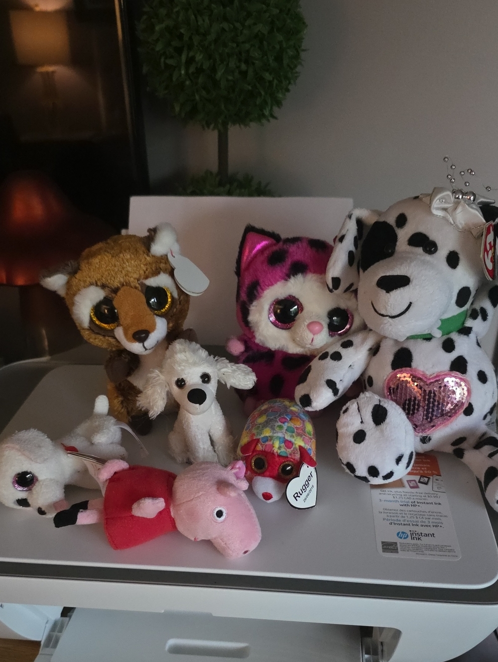 Ty White and Black Dalmatian Plush with Pink Heart - Mixed Ty Beanie Buddies